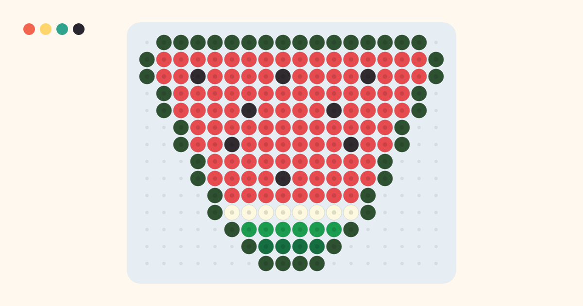 Watermelon fuse bead pattern (18×14 beads, 6 colors)
