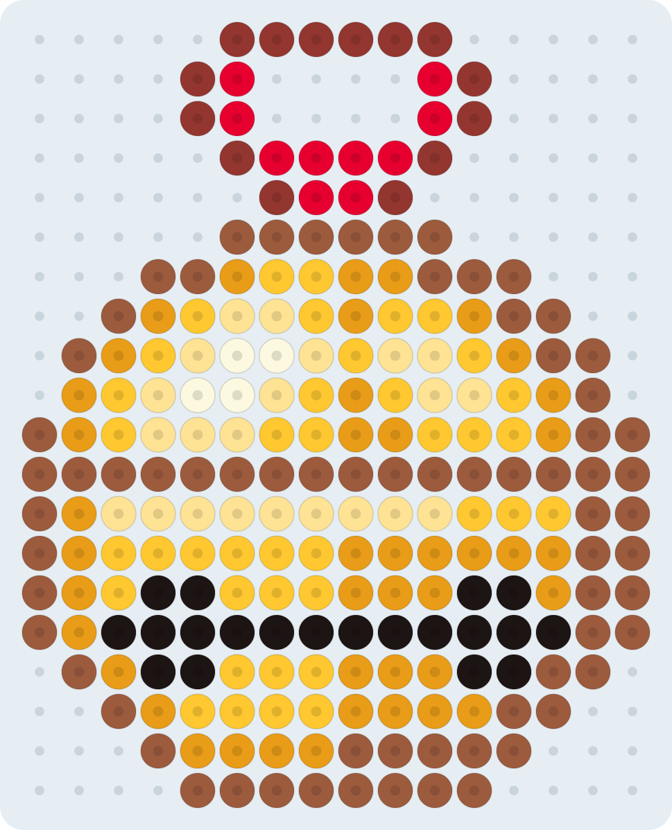 鈴のアイロンビーズ図案（2.6mm・16×20粒・8色）