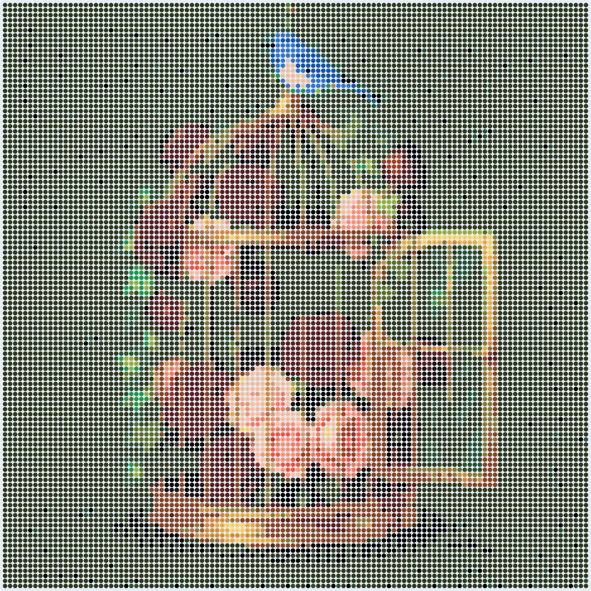 金の鳥かごとバラのアイロンビーズ図案（2.6mm・116×116粒・28色）