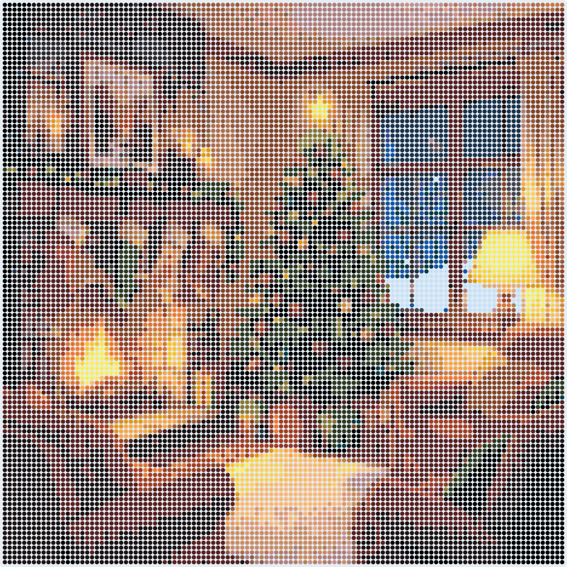 Cozy Christmas Room with Fireplace Perler bead pattern (2.6 mm, 116×116 beads, 41 colors)