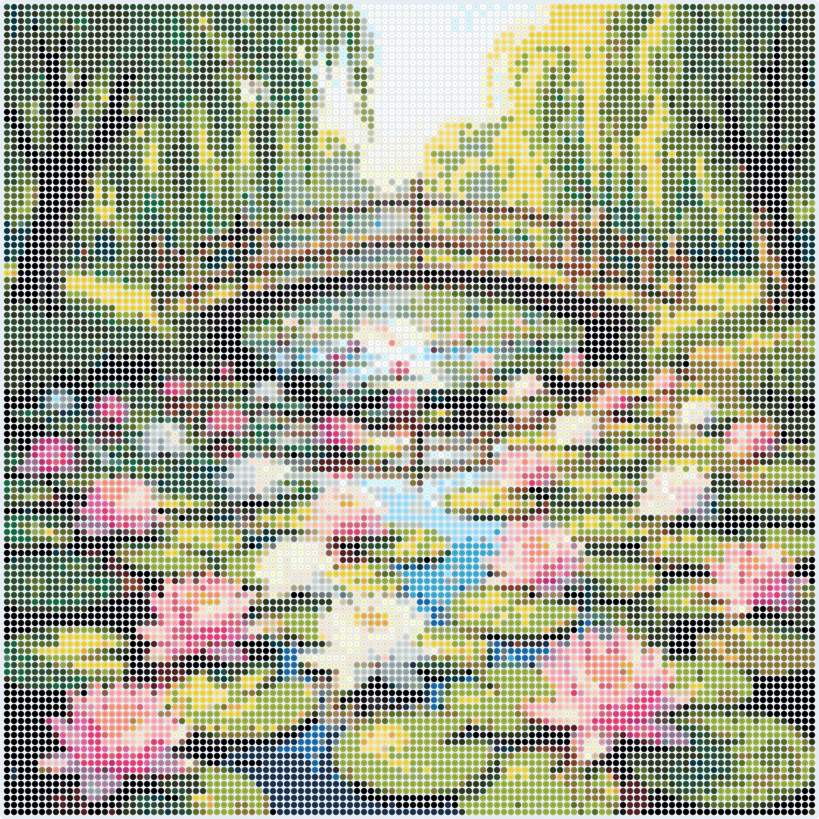 睡蓮の池と太鼓橋のアイロンビーズ図案（2.6mm・116×116粒・56色）