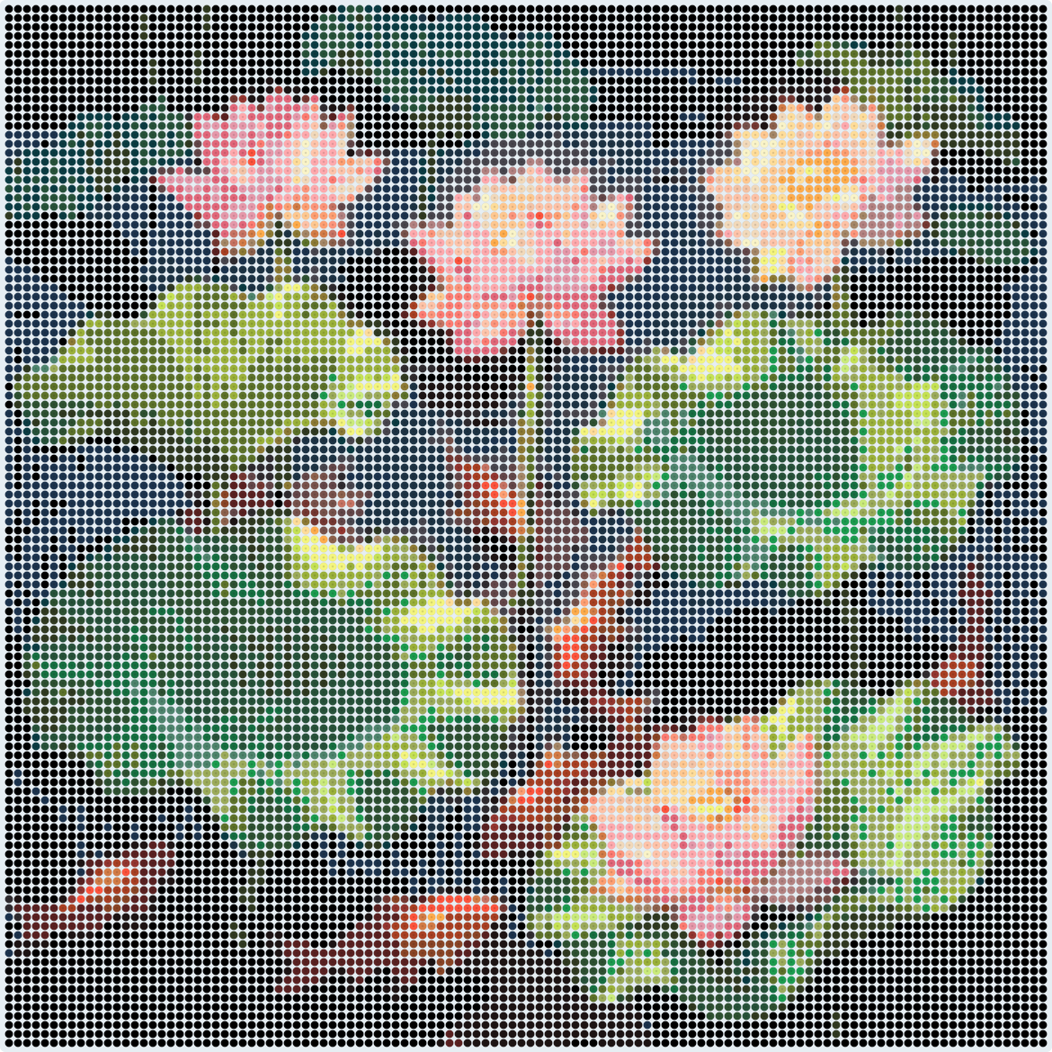 蓮の花と金魚のアイロンビーズ図案（2.6mm・116×116粒・47色）