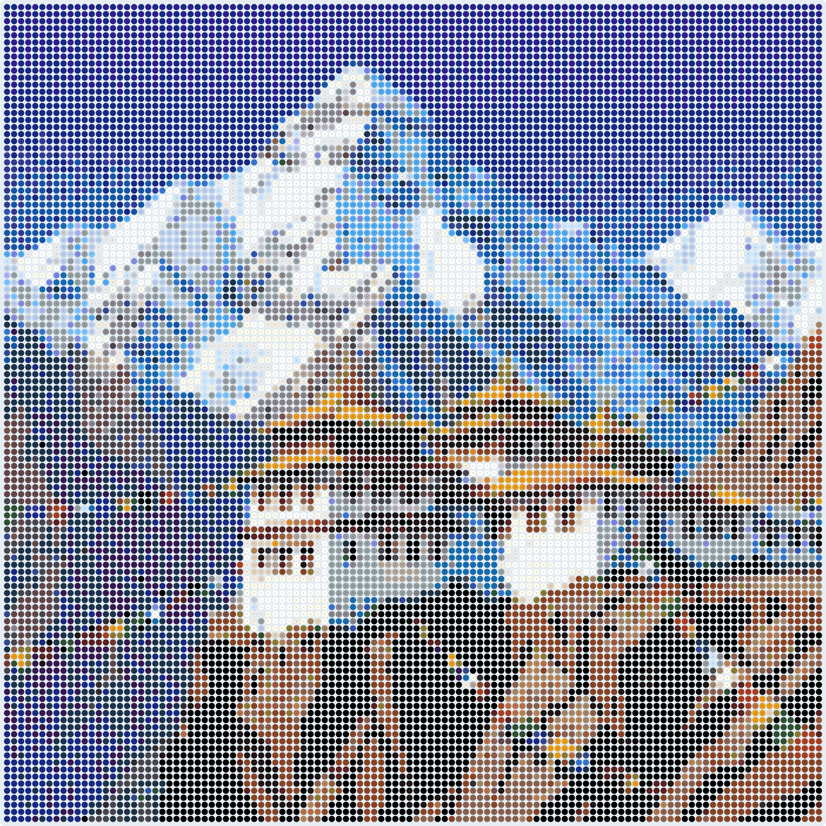 Snowy Peaks and Mountain Monastery Perler bead pattern (2.6 mm, 116×116 beads, 47 colors)