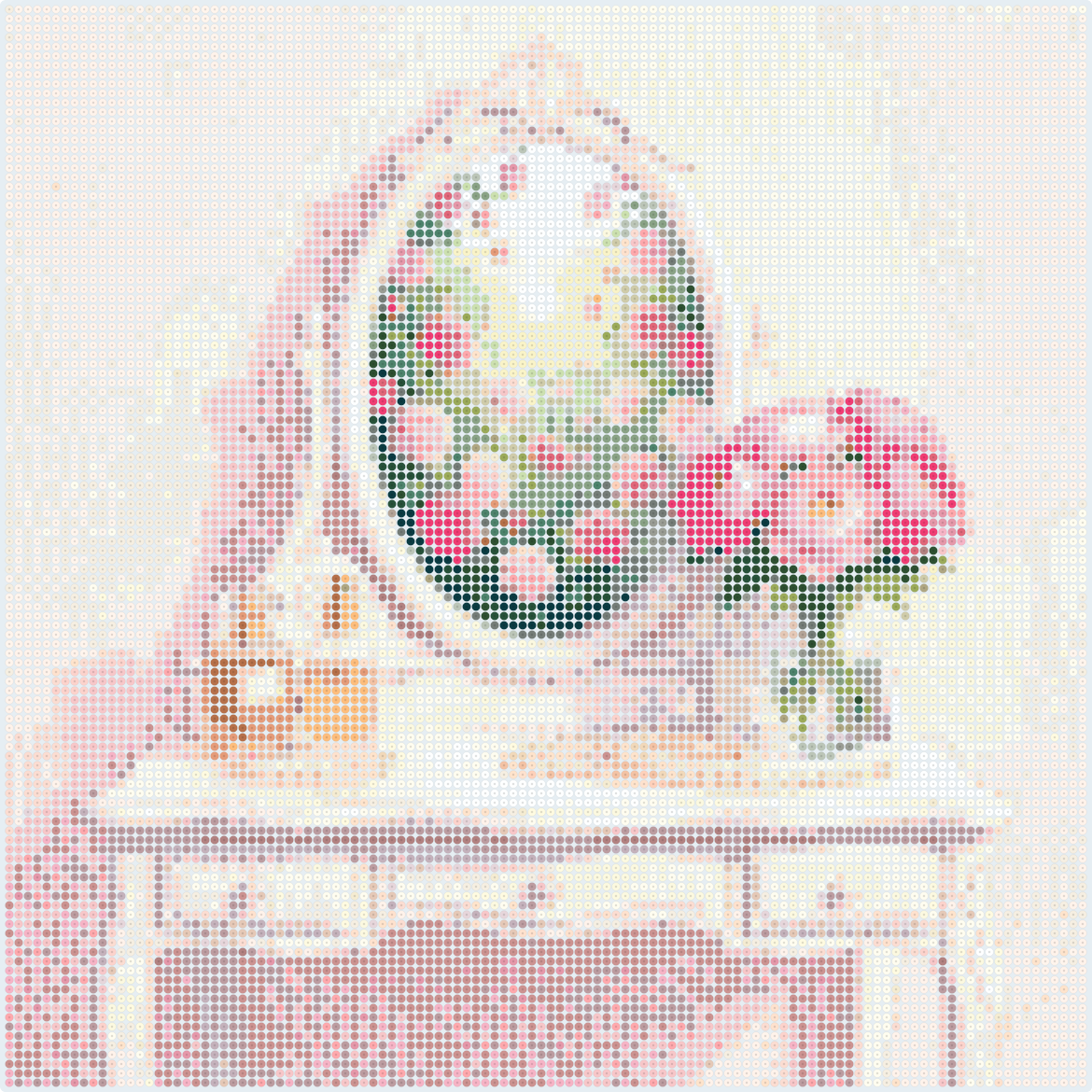 Vanity Mirror and Rose Garden Perler bead pattern (2.6 mm, 116×116 beads, 44 colors)