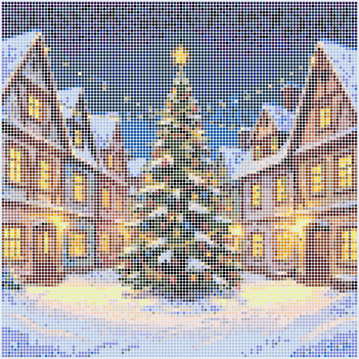 Snowy Village on Christmas Eve Perler bead pattern (2.6 mm, 116×116 beads, 56 colors)