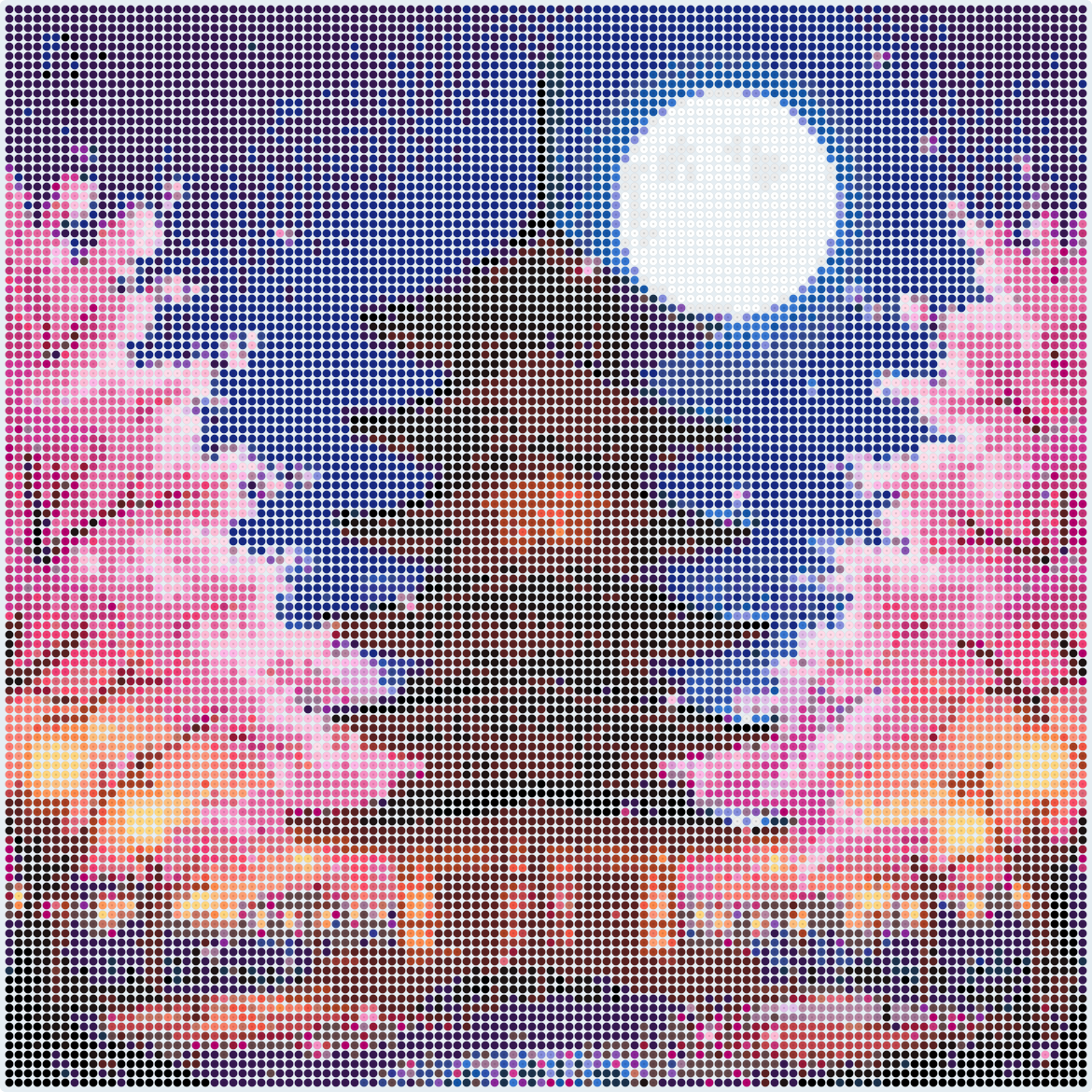 Night Cherry Blossoms and Pagoda Perler bead pattern (2.6 mm, 116×116 beads, 48 colors)