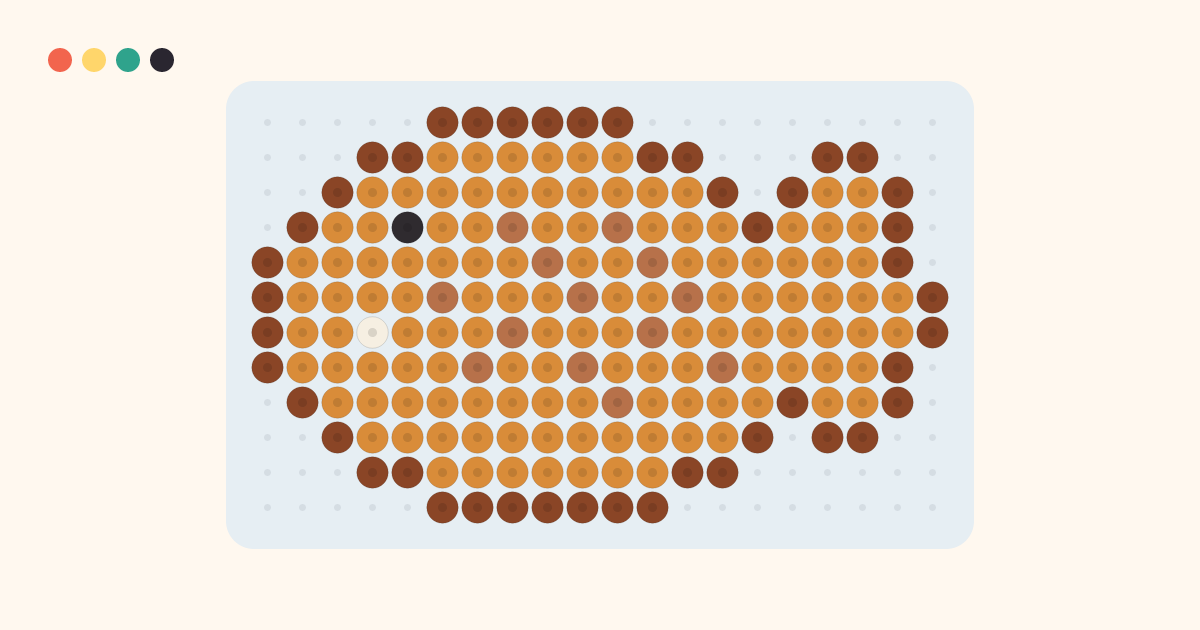 Taiyaki fuse bead pattern (20×12 beads, 5 colors)