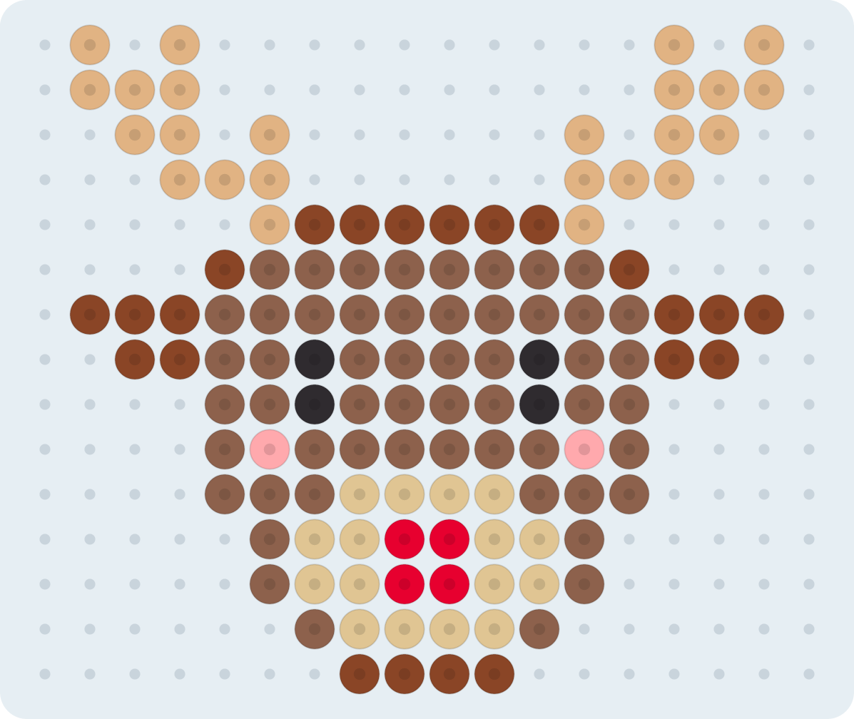 Reno: patrón de hama beads (2,6 mm, 18×15 cuentas, 7 colores)