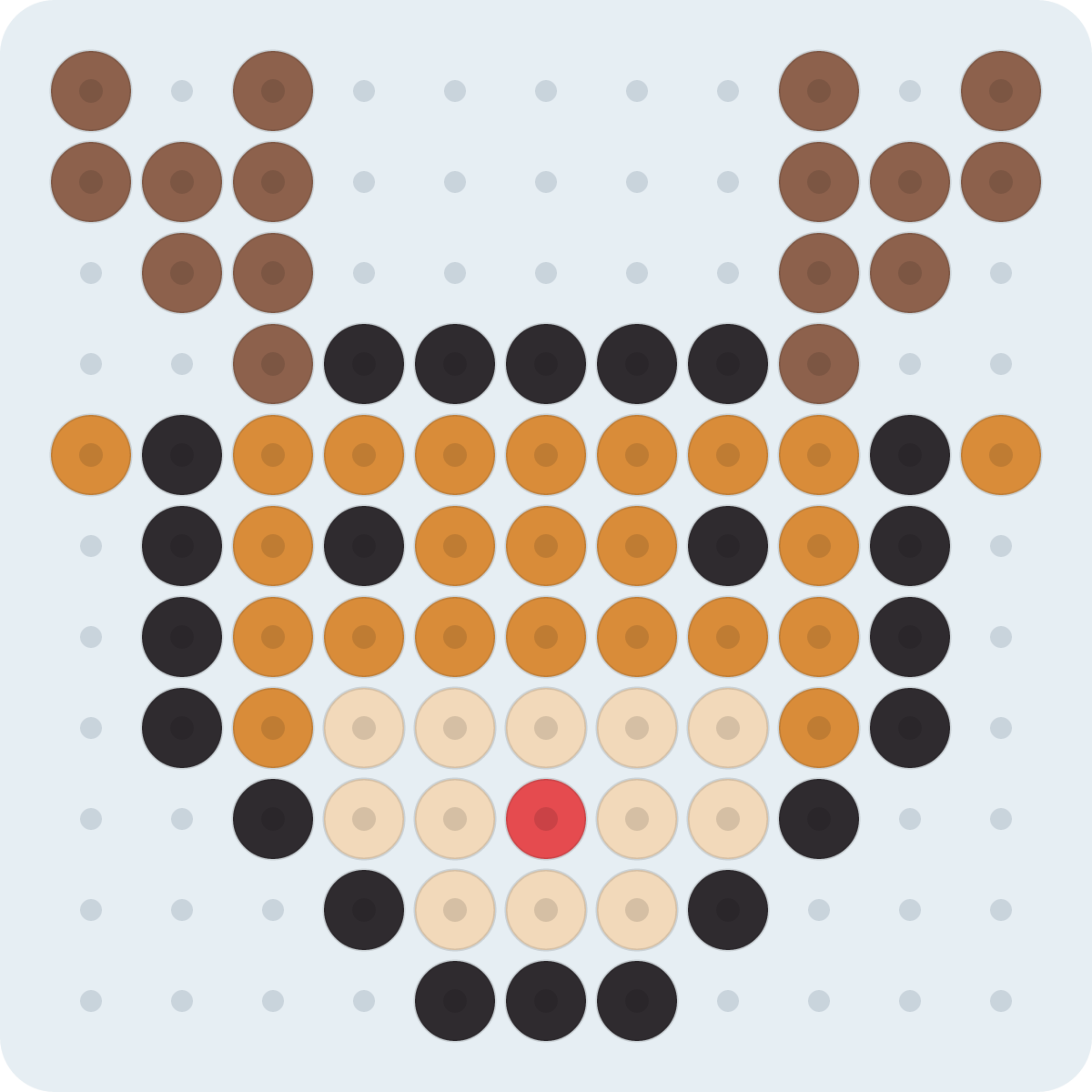 小さいトナカイのアイロンビーズ図案(2.6mm・11×11粒・5色)