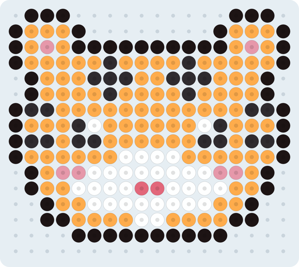 とら（寅・干支）のアイロンビーズ図案（2.6mm・18×16粒・6色）