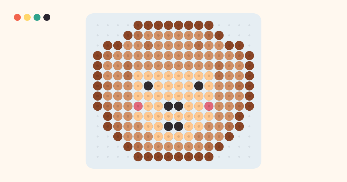 Toy Poodle fuse bead pattern (16×14 beads, 6 colors)