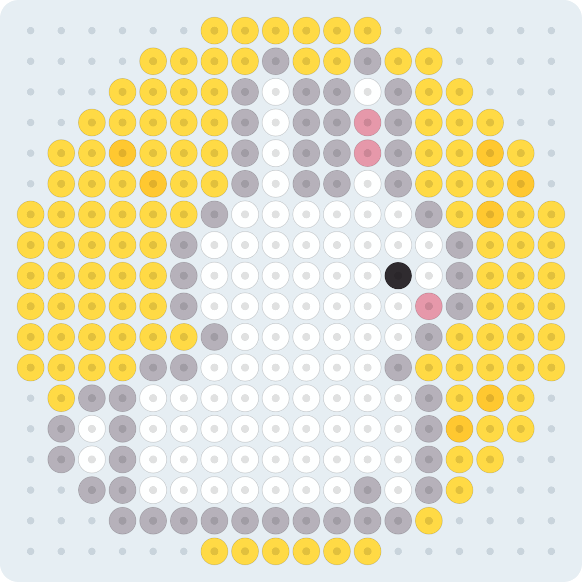 お月見うさぎのアイロンビーズ図案(2.6mm・18×18粒・6色)