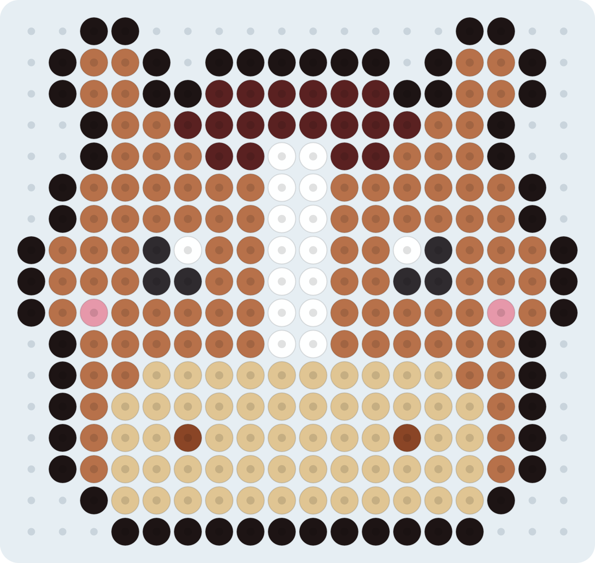 うま（午・干支）のアイロンビーズ図案（2.6mm・18×17粒・8色）