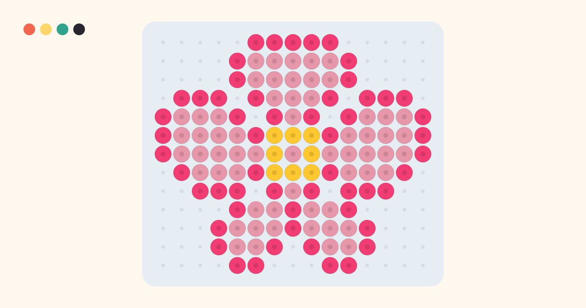 梅の花のアイロンビーズ図案(15×13粒・3色)