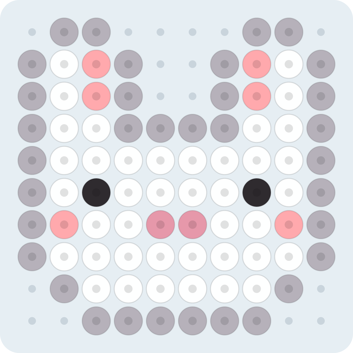 Mini Bunny fuse bead pattern (2.6 mm, 10×10 beads, 5 colors)