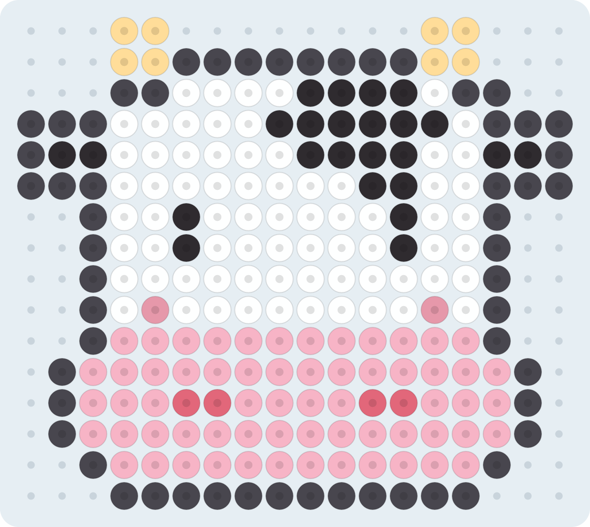 うし（丑・干支）のアイロンビーズ図案（2.6mm・18×16粒・7色）