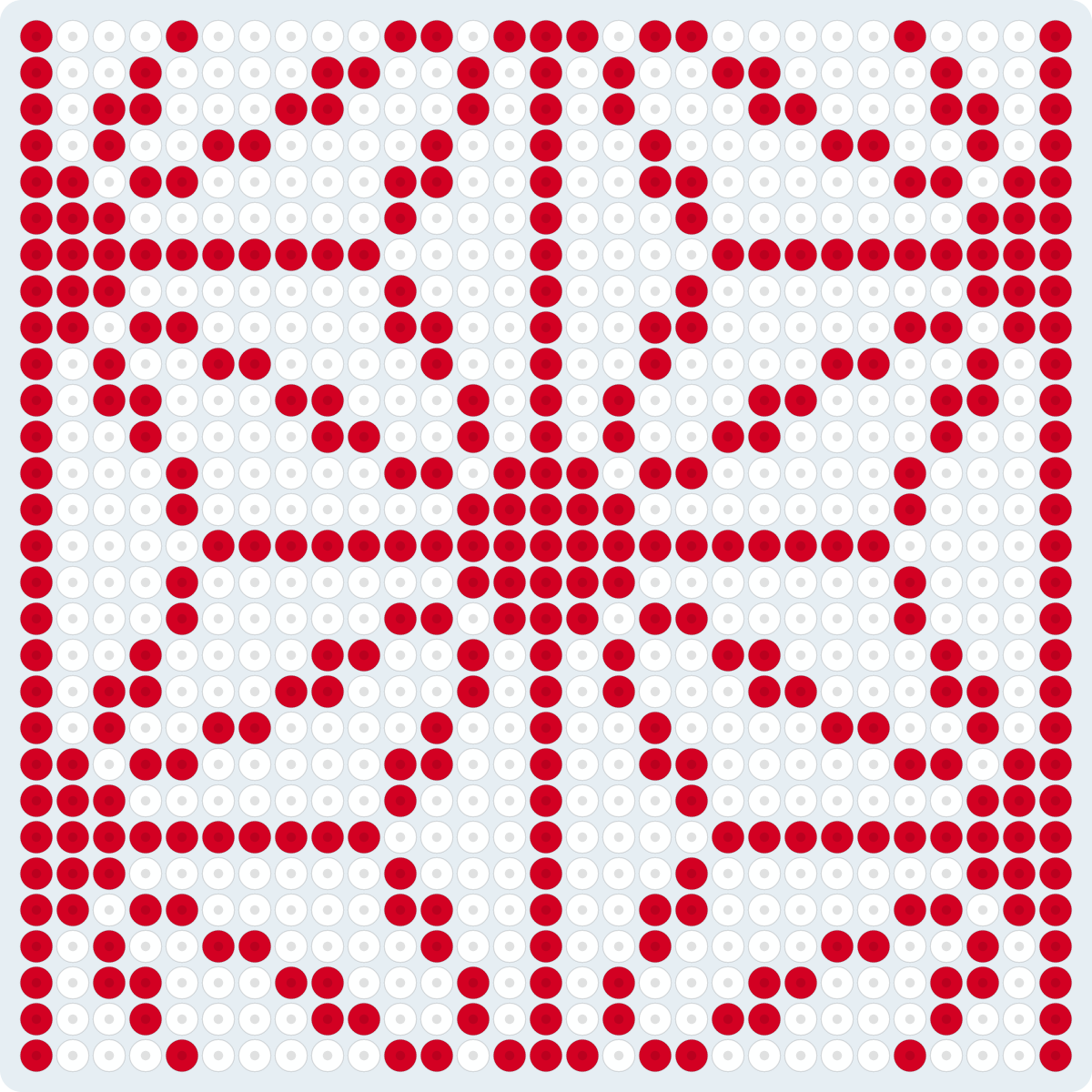 麻の葉のコースター（和柄）のアイロンビーズ図案（2.6mm・29×29粒・2色）