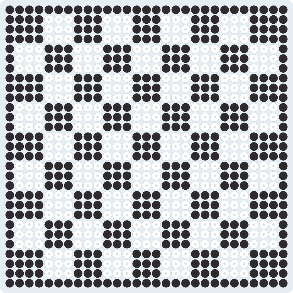 市松もようのコースター（和柄）のアイロンビーズ図案（2.6mm・29×29粒・2色）