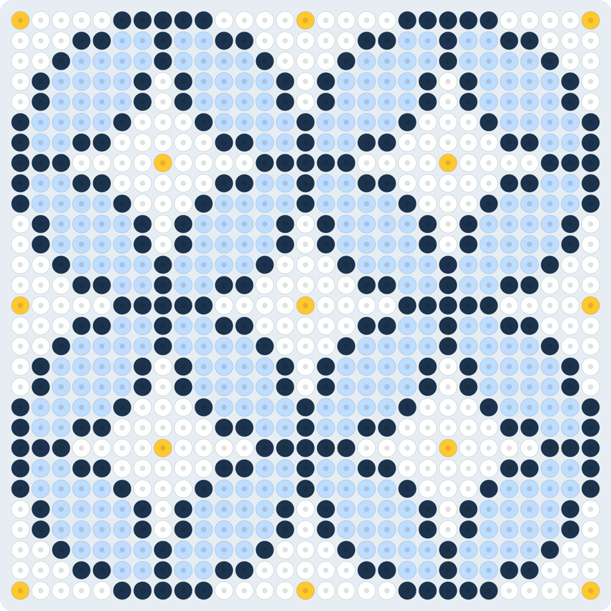 七宝つなぎのコースター（和柄）のアイロンビーズ図案（2.6mm・29×29粒・4色）