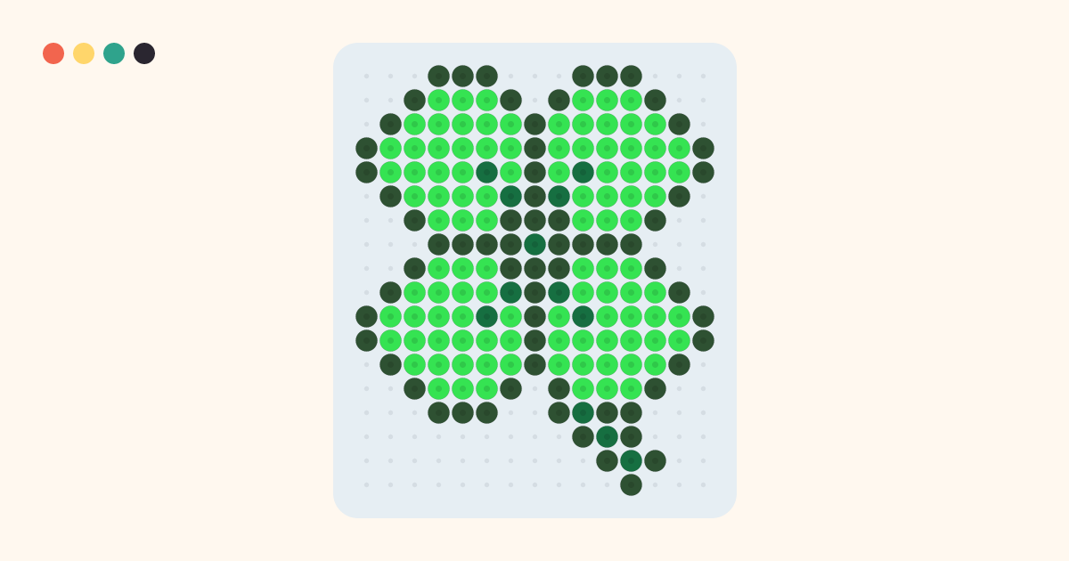 Four-Leaf Clover fuse bead pattern (15×18 beads, 3 colors)