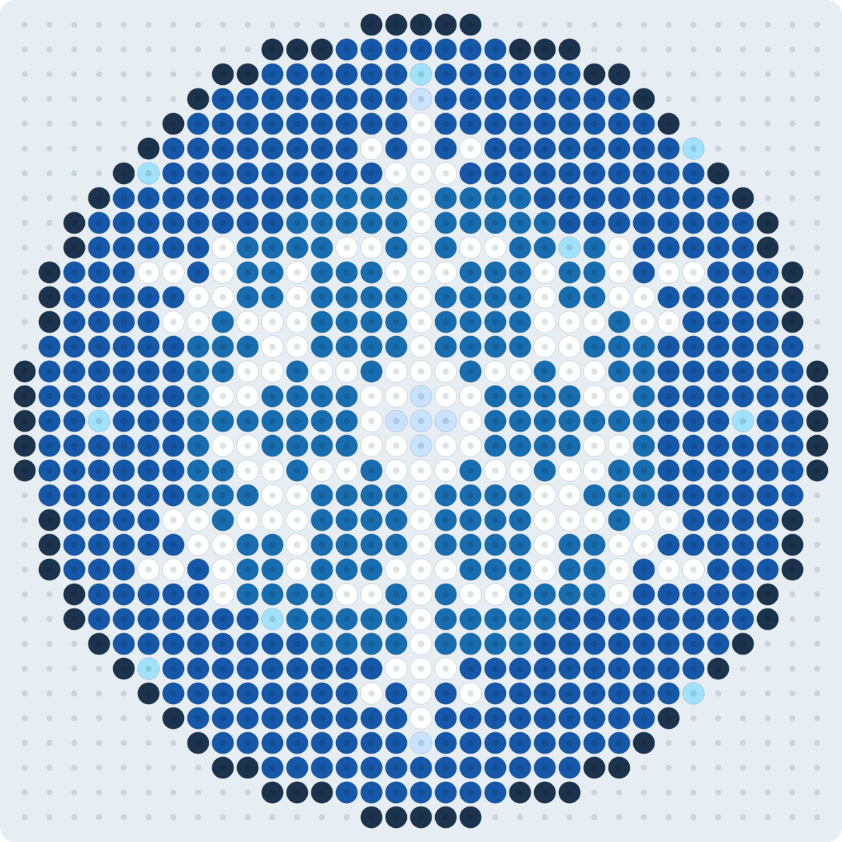 大きな雪の結晶のアイロンビーズ図案(2.6mm・33×33粒・6色)