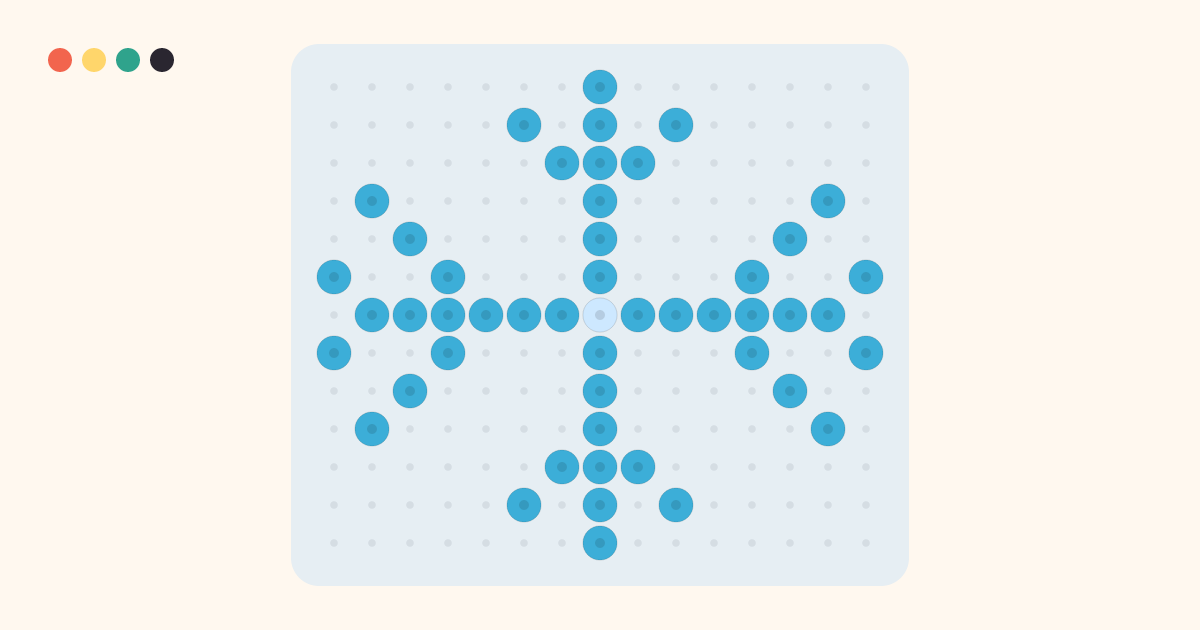 Snowflake fuse bead pattern (15×13 beads, 2 colors)
