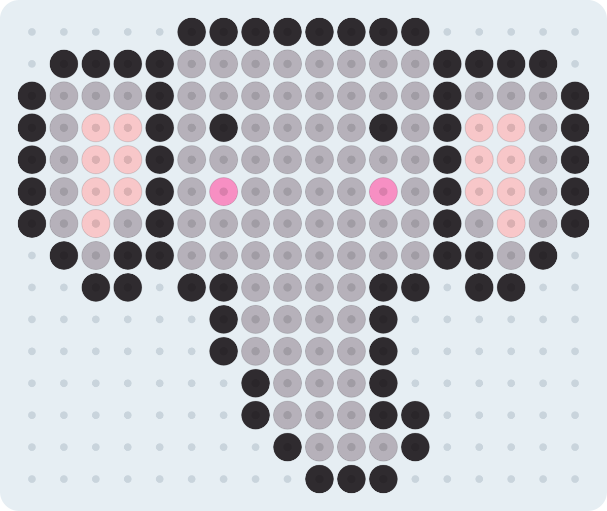 Elephant fuse bead pattern (2.6 mm, 18×15 beads, 4 colors)