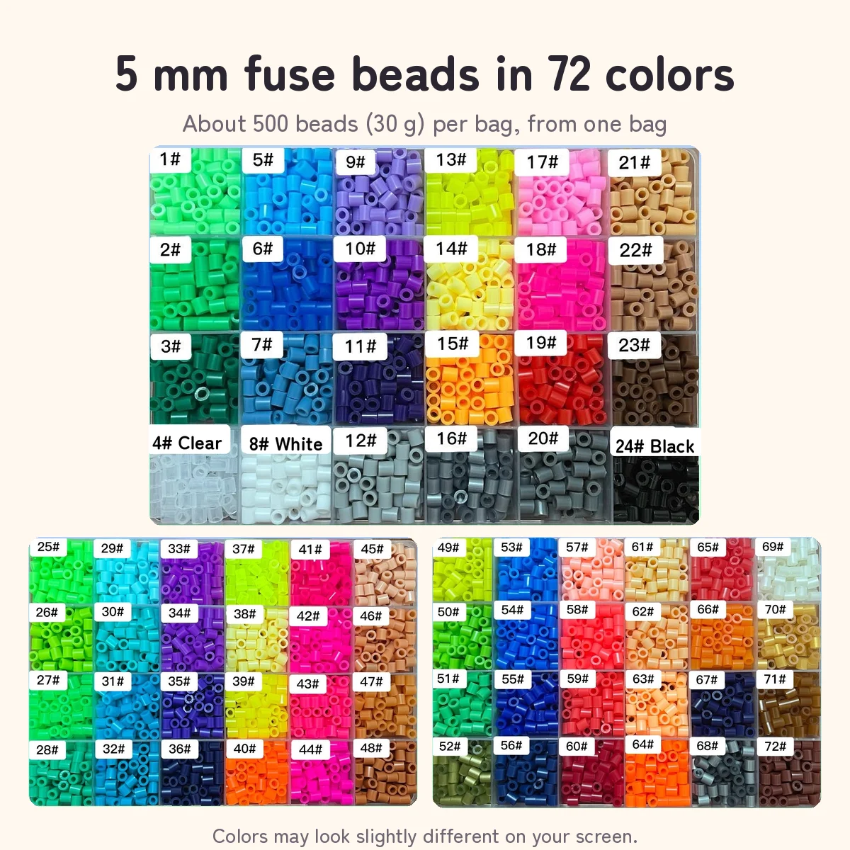 5 mm fuse beads in 72 colors